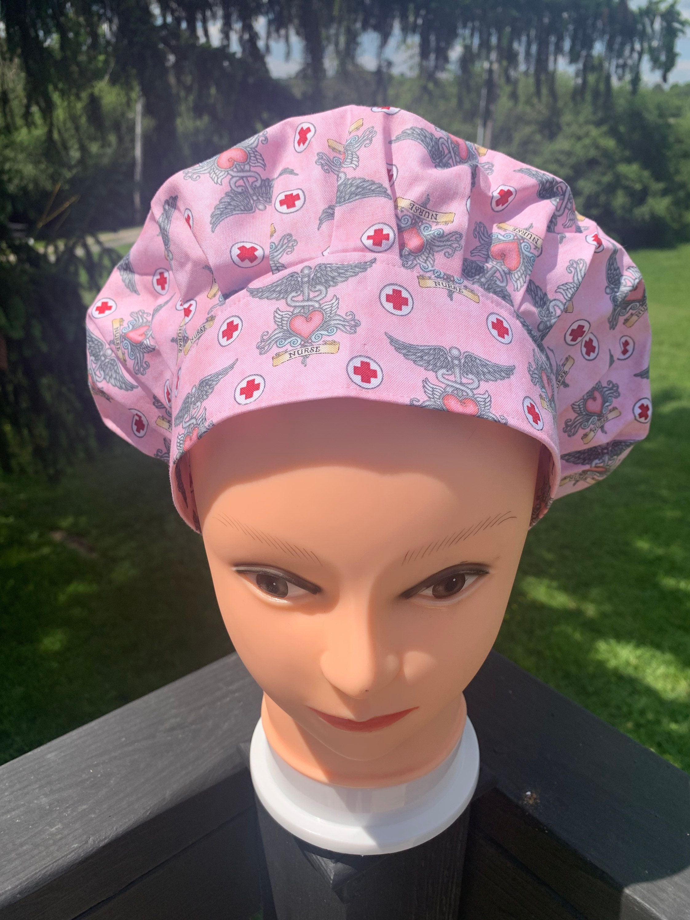 Nurse Pink, Medical, Bouffant Style Surgical Cap, Scrub Hat, Surgical ...