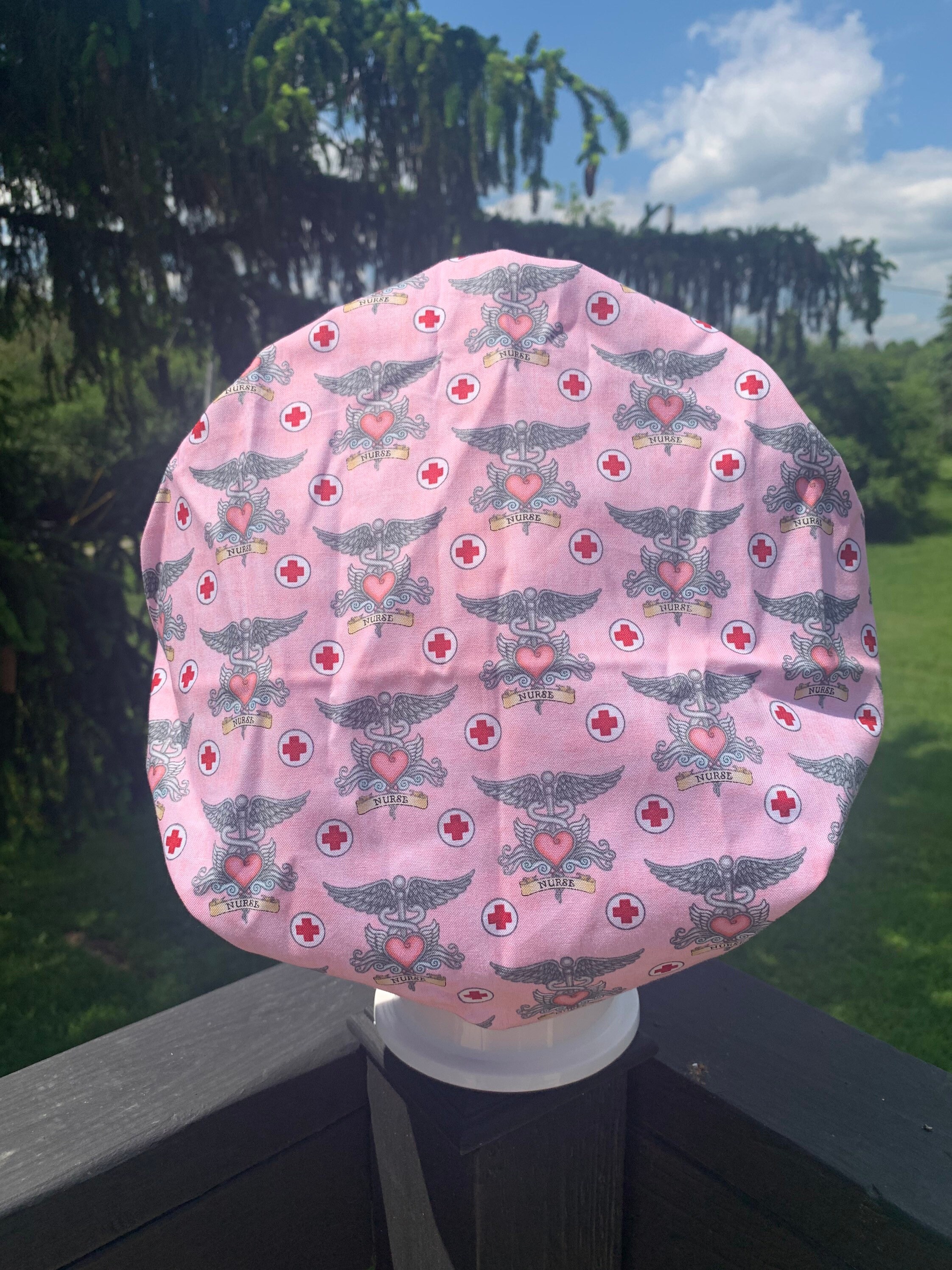 Nurse Pink, Medical, Bouffant Style Surgical Cap, Scrub Hat, Surgical ...
