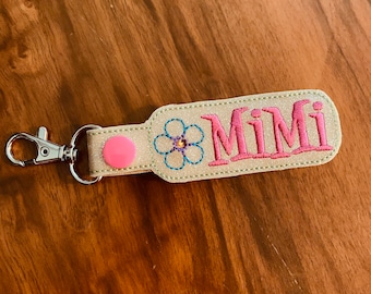 MiMi key fob, grandma gift, MiMi key chain , zipper pull, embroidered, MIMi gift, grandparents day gift