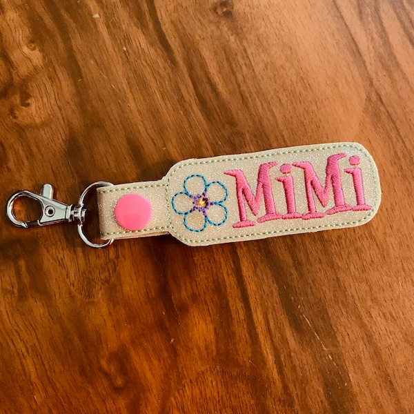 MiMi key fob, grandma gift, MiMi key chain , zipper pull, embroidered, MIMi gift, grandparents day gift