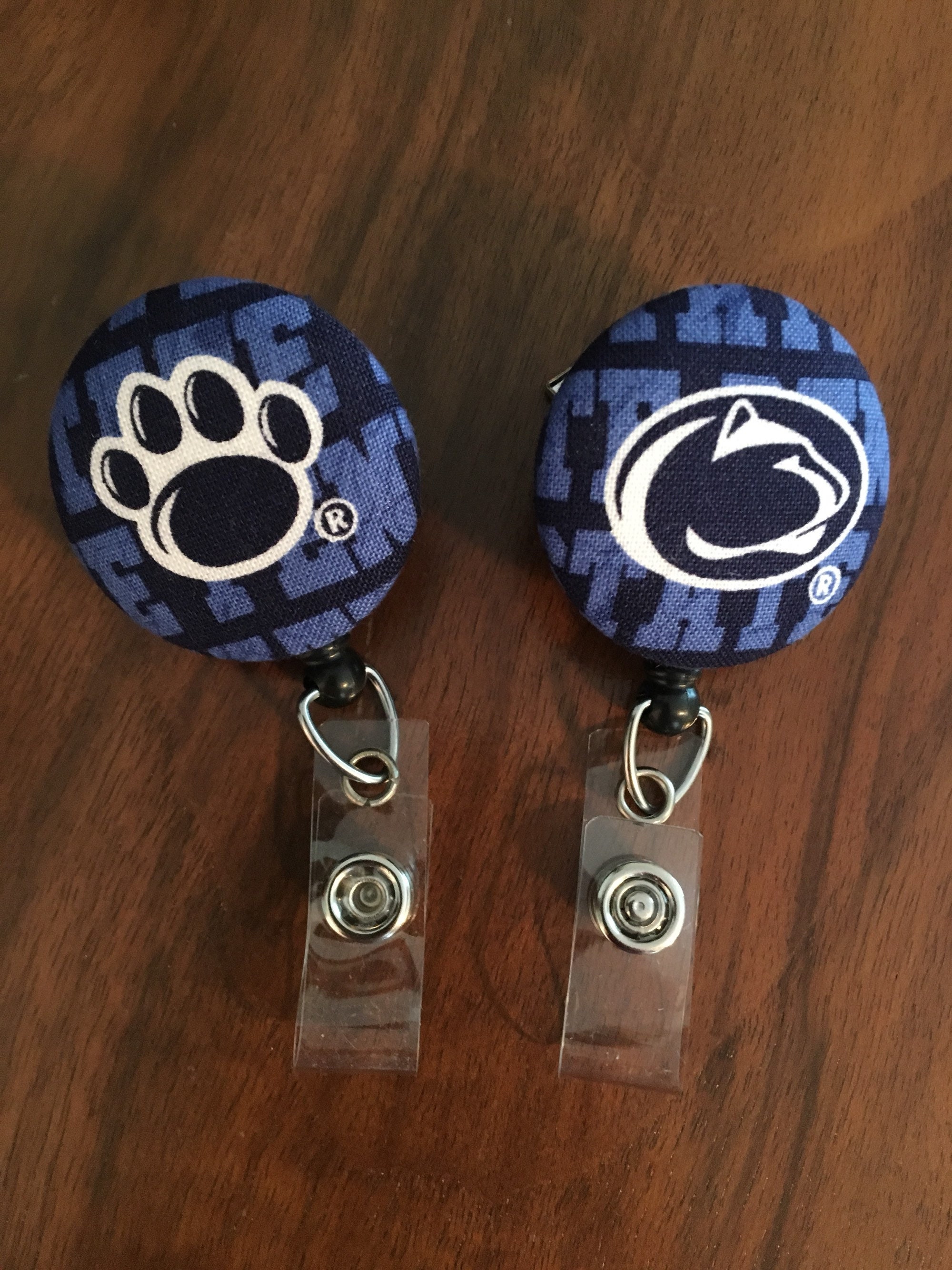 Penn State, Nittany Lions, Badge ID Holder, Fabric Covered Button