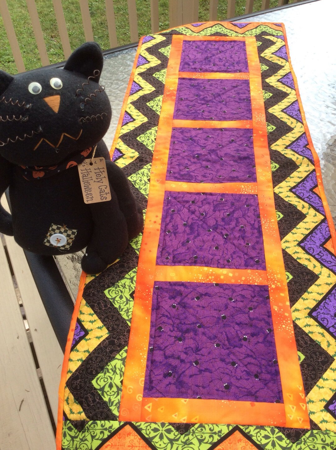 Colorful Halloweentable Runner Table Topper Quilted Home Etsy