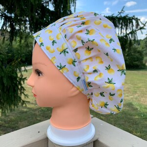 Lemon bouffant scrub hat, surgical scrub hat, bouffant surgical hat, gift giver