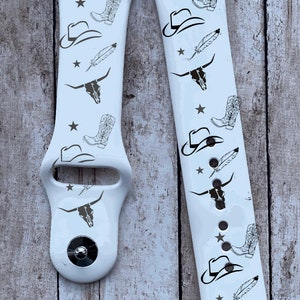 Western print Smart Watch Band, Cowgirl watch band, Country Girl Watch Band, Steer Skull Watch Band