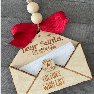 Personalisierte Wunschliste Ornament, Umschlag Ornament, Wunschliste für Santa