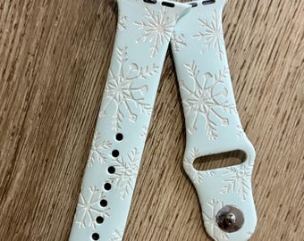 Met sneeuwvlok gegraveerde siliconen horlogeband, compatibel met smartwatches