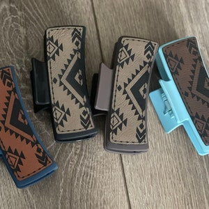 Western Leatherette Hair Clips, Leather Hair Clips, Country Hairclips, Southwestern Hair Clip, Aztec Style Hair Clip, 4&quot; Hair clip