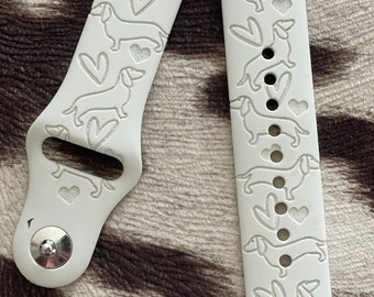 Engraved Dachshund Silicone Watch Band, Doxie Lover Gift