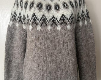 Suéter de lana islandesa tejido a mano • Lopapeysa • Patrón nórdico tradicional • Suéter cálido de invierno • Suéter islandés unisex