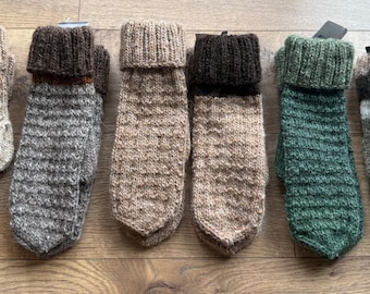 Manoplas de lana islandesa tejidas a mano – Guantes rústicos de invierno