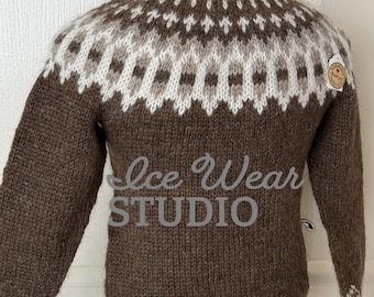 Suéter de lana islandesa tejido a mano para niños