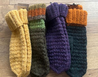 Manoplas de lana islandesa hechas a mano, guantes rústicos de punto para invierno