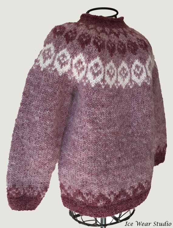 IJslandse wollen trui Hand gebreid met 100% IJslandse wol