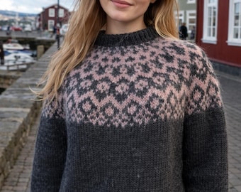 Suéter de lana islandesa tejido a mano – Auténtico jersey nórdico Lopapeysa – Ice Wear Studio
