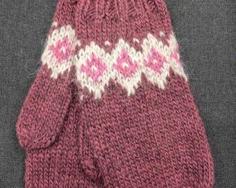 Mitones de lana islandesa tejidos a mano • Patrón tradicional Lopapeysa • Guantes cálidos de invierno