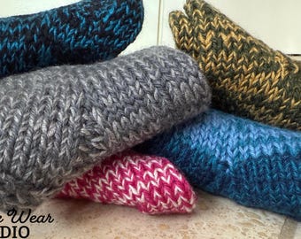 Calcetines acrílicos tejidos a mano, ropa de invierno acogedora