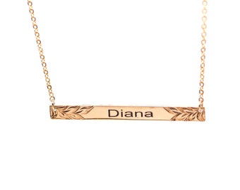 Custom Name Necklaces | Hawaiian Gold Name Plate | 14K Gold Filled Name Plate | Name pendant