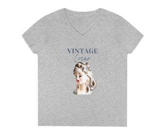 Lady Head Vase Shirt - Head Vase Shirt- Vintage Lover- Vintage Love- Head Vase Shirt-Ladies' V-Neck T-Shirt