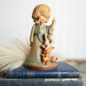 ANRI Juan Ferrandiz 6&quot; Scale &quot;Talking to the Animals&quot; Figurine Woodcarving Made in Italy