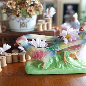 Vintage Bird Planter - Colorful Pottery Planter -Birds