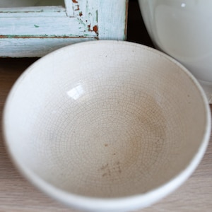 Vintage Crock - Stained and Crazed Cream Bowl - Crock Bowl