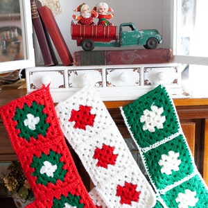 Vintage Stocking Trio - Red, White, and Green Stockings
