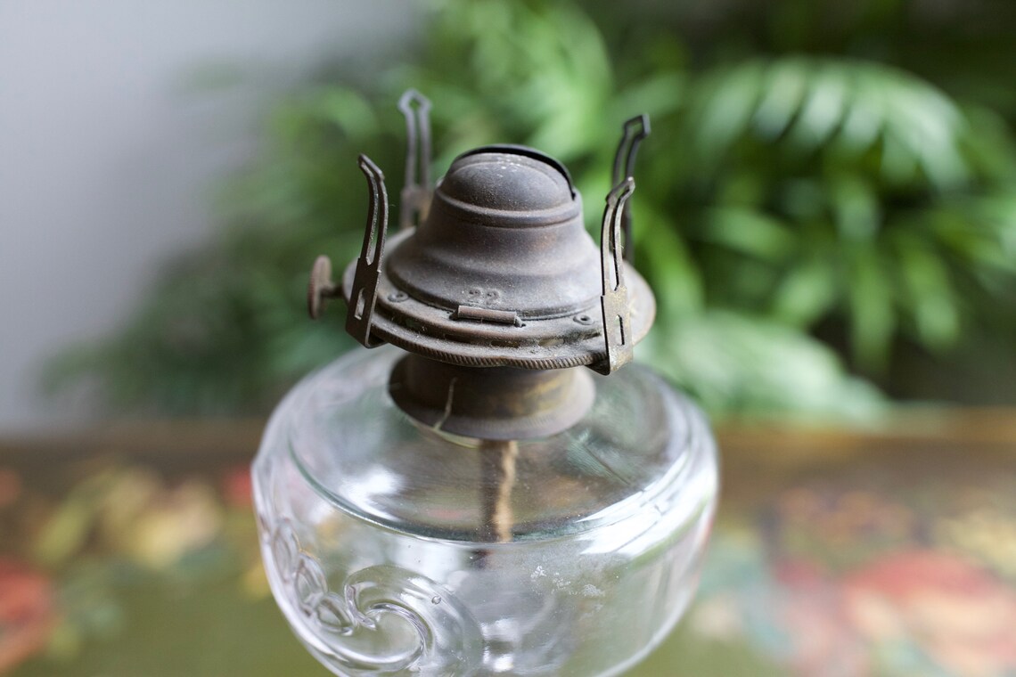 Antique Oil Lamp Base Glass Lamp Base Etsy