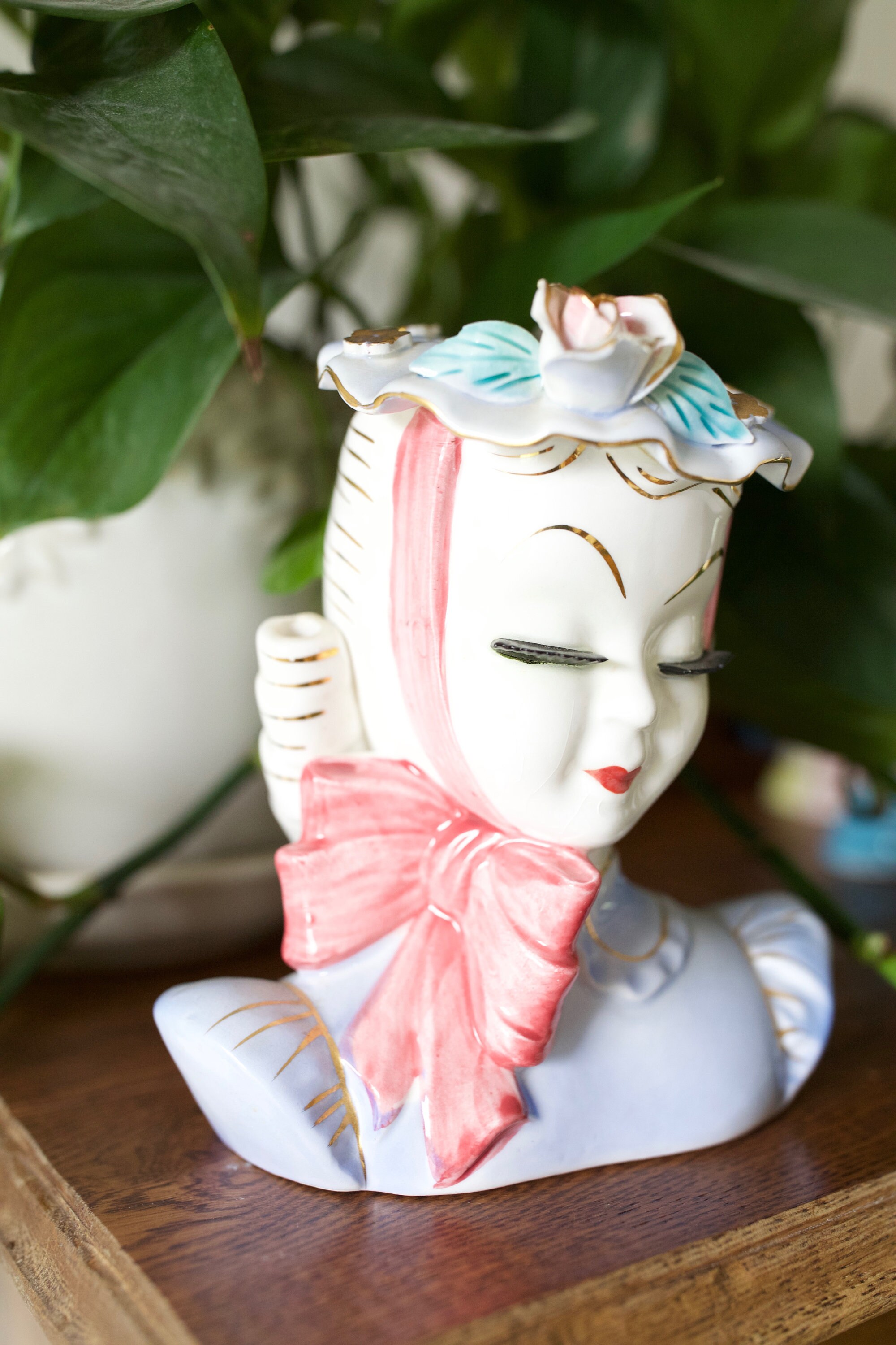 Vintage Head Vase lady Head Vase Hat Etsy