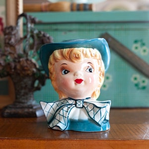 Vintage Lady Head Vase - R/B Made in Japan