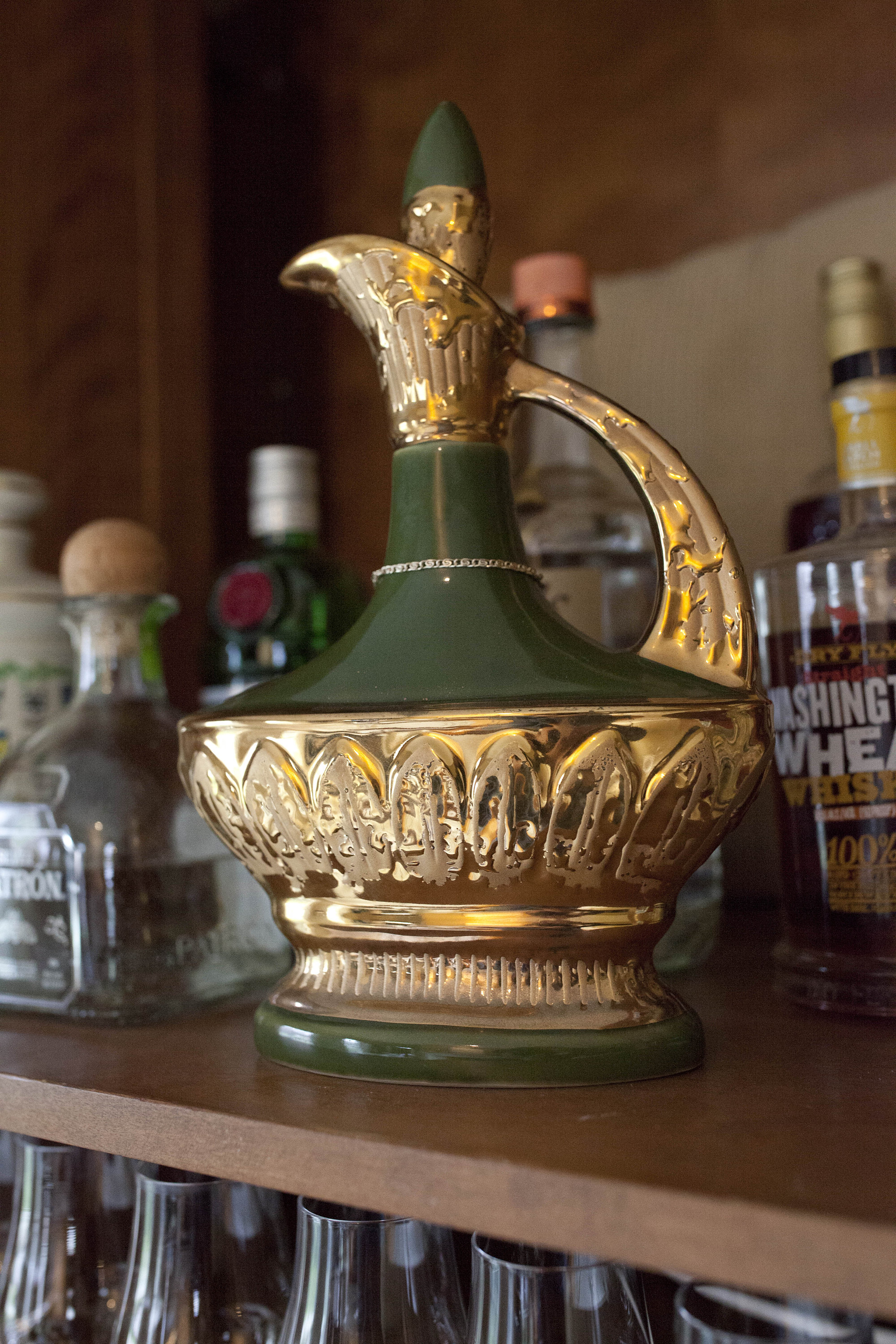 Vintage Decanter Weeping Gold and green vintage Jim Beam Etsy