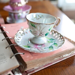 Vintage Teacup - Iridescent Gold Gilt Sugar Textured Teacup and Saucer Set
