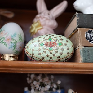 Vintage Faberge Tin Litho Egg Gift Box for Your Special Trinkets or Jewelry 1894