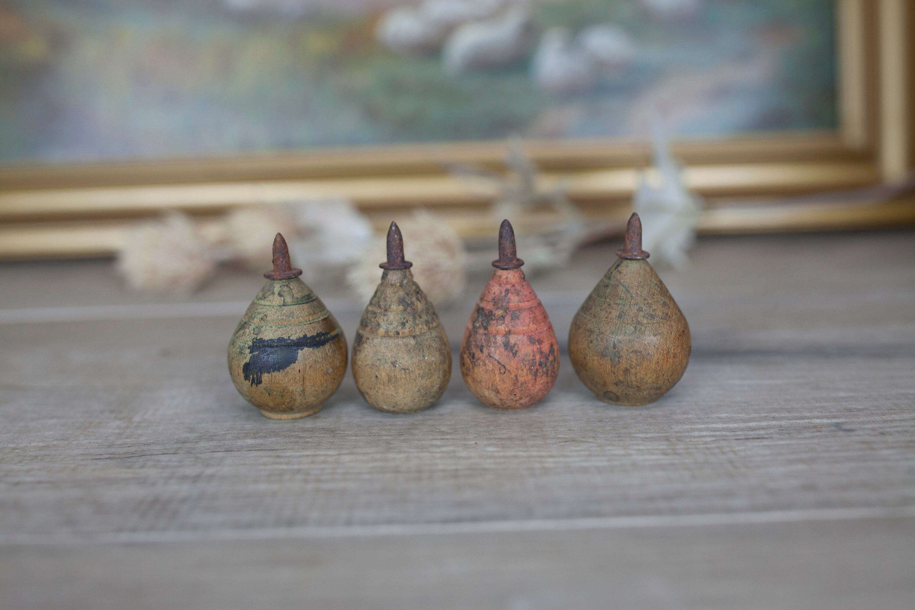Antique Wooden Spinning Tops for sale Only 2 left at 65