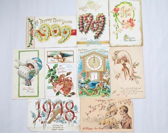 with Miniature Calendar Antique New Year's Postcard for 1908 Rare in VG Condition