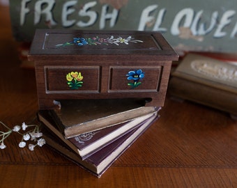 Vintage Music Box- Floral Music Box -Reuge- Swiss Musical Movement- Musical Hope Chest