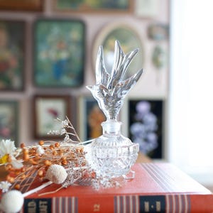 Vintage Perfume Bottle- Bird Stopper Perfume Bottle -Glass Perfume Bottle- Vanity Decor