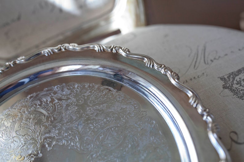 Vintage Silver Plate and Glass Serving Tray by Oneida With Etsy