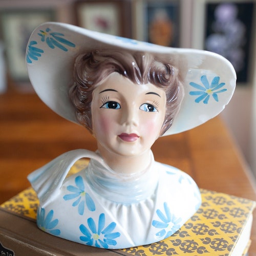 Vintage RELPO Lady Head Vase Etsy