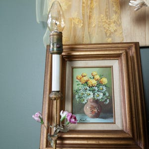 Antique Floral Lamp- Antique Accent Lamp -Porcelain Rose Lamp