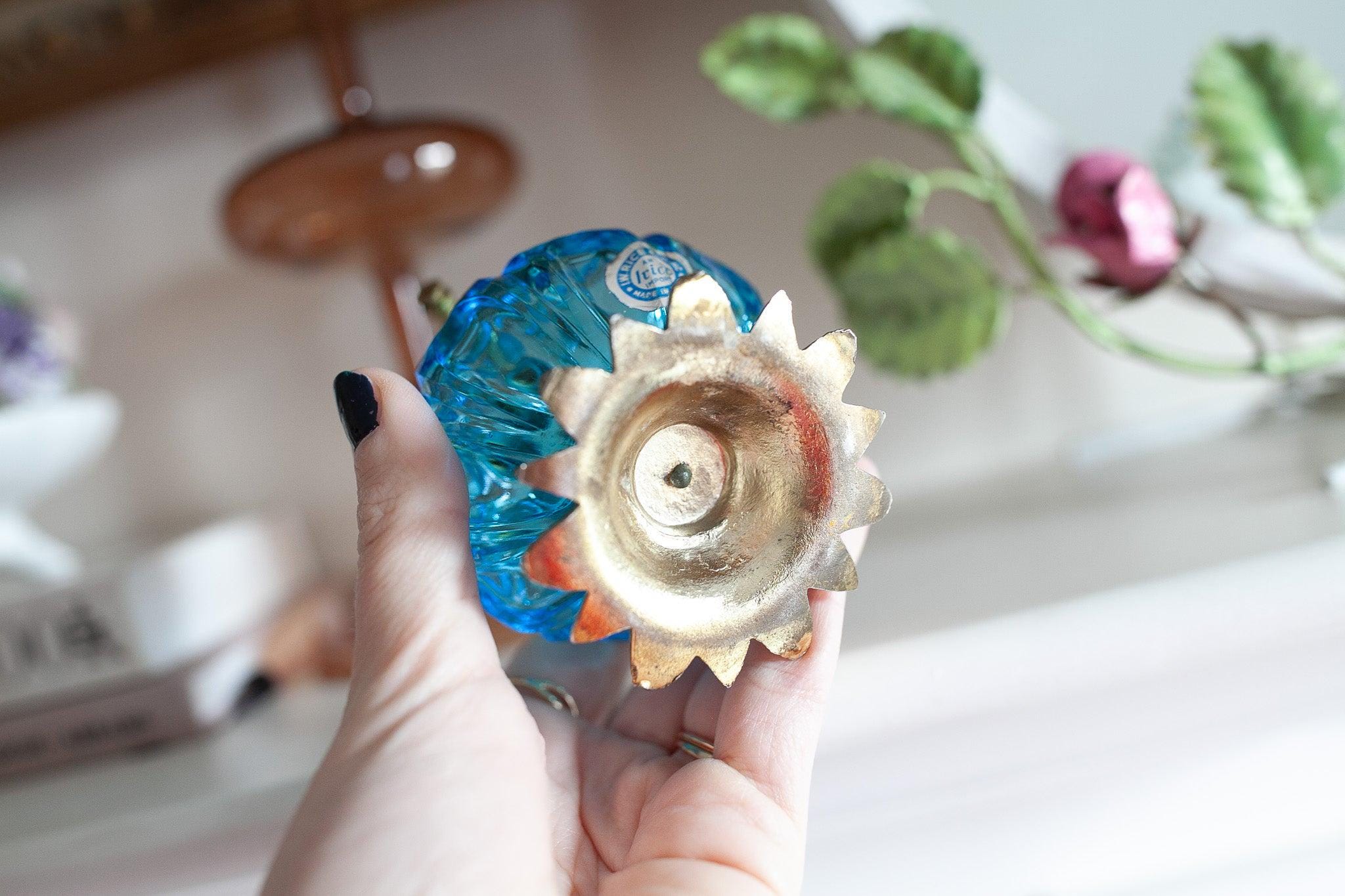 ヴィンテージ香水瓶 - 花 - ブルーガラス - Etsy 日本