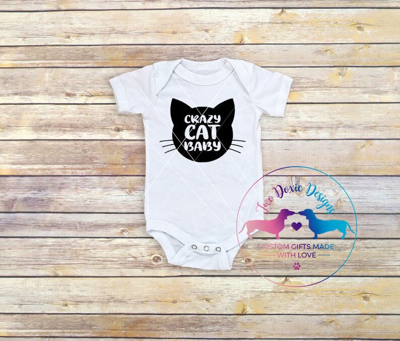 Crazy Cat Baby Onesie Cat Onesie Reveal Onesie Cute Baby Onesies Funny Baby Onesies