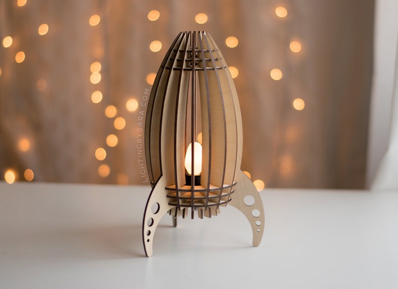 Rocket Ship Night Light / Spaceship Lantern Outer Space image 0