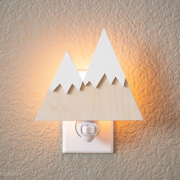 Mini Mountain Plug-In Night Light - Woodland Nursery Decor - Nature Themed Baby Shower Gift