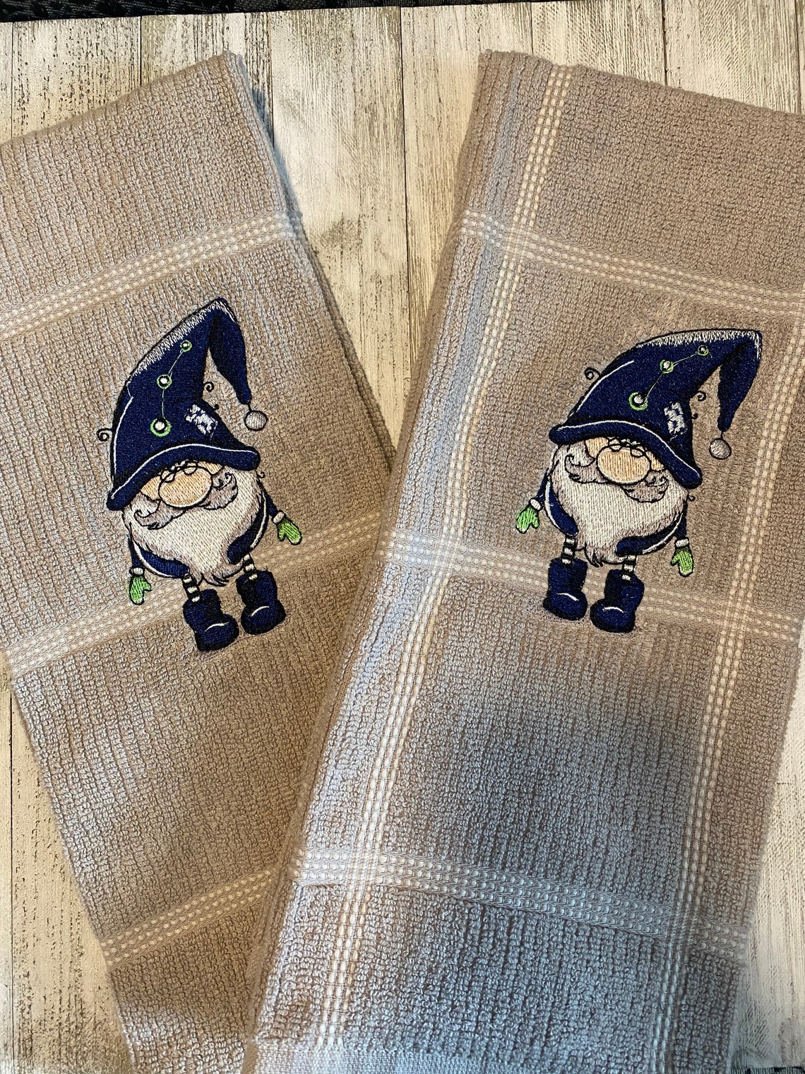 Gnome Embroidered Hand Towels Etsy