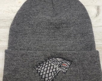 Winter is Here Wolf Embroidered Beanie