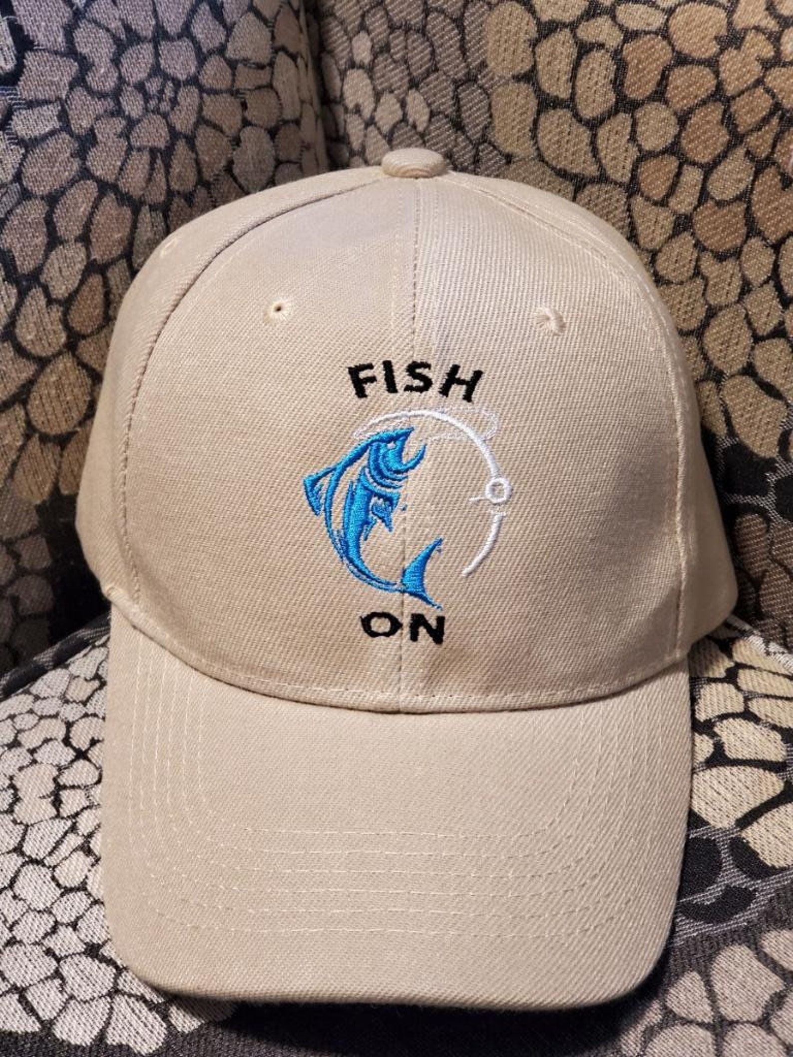 Fish On Embroidered Adjustable Hat Etsy