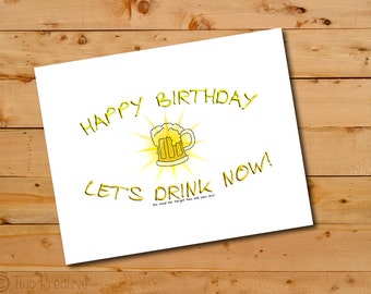 Printable Greeting Card / Birthday Card / Happy Birthday Card / Birthday Beer / Direct Download Card / Digital Print / Instant Download