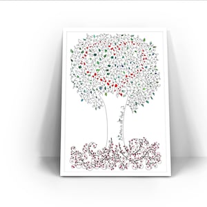 Tree Love Digital Print, Printable Art, Valentines Day Gift, Love Quote, Heart Art, Instant Download, Colorful Valentines Day Decor, Love