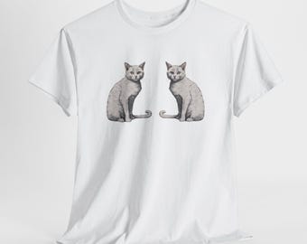 Kot, Słodki, Gruby Bawełniany T-shirt, Unisex