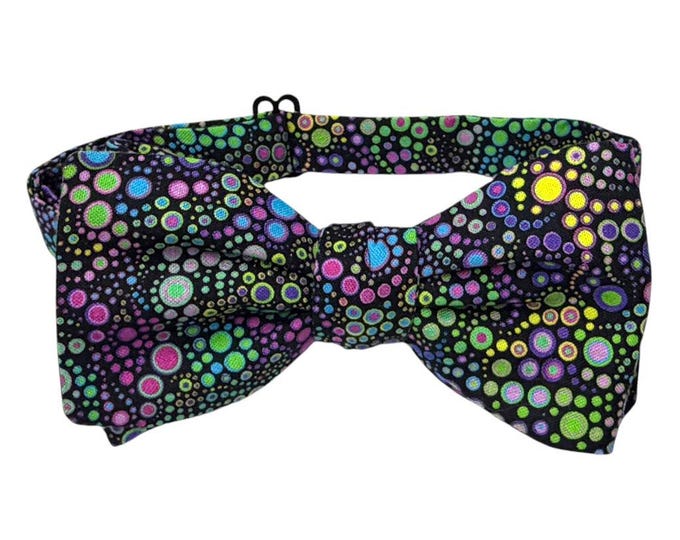 Mardi Gras Dotted Men's Bow Tie – Cotton, Adjustable, Self-Tie or Pretied